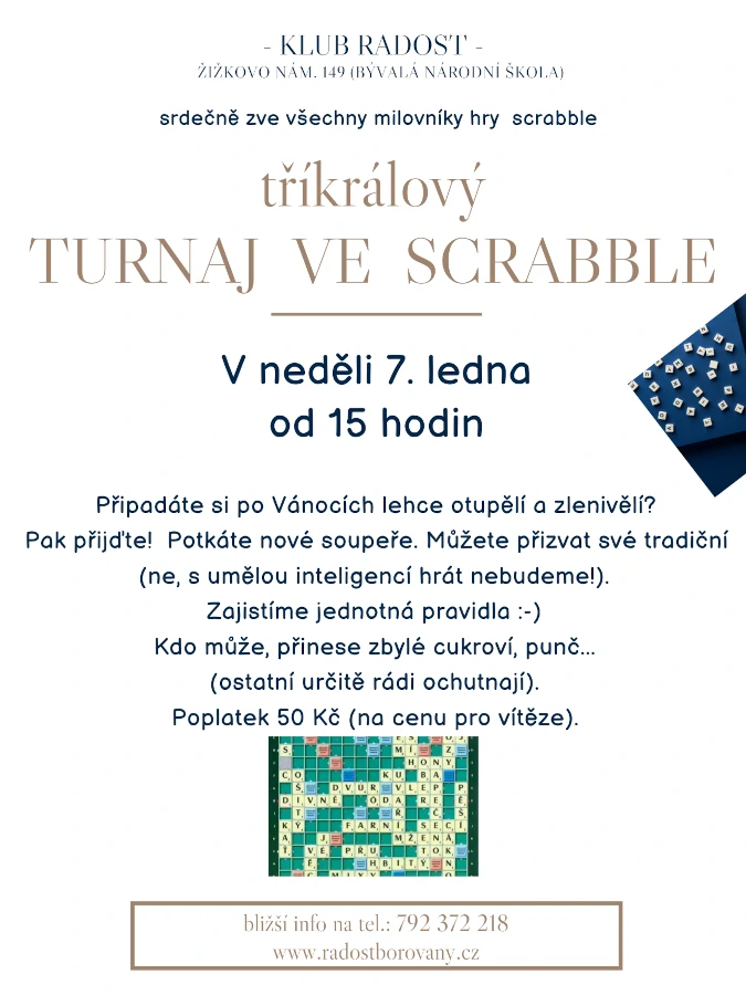 Pozvánka na turnaj ve Scrabble
