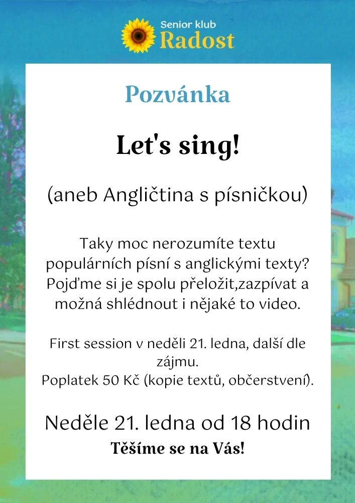 korálky Pozvánka na zpívání s angličtinou