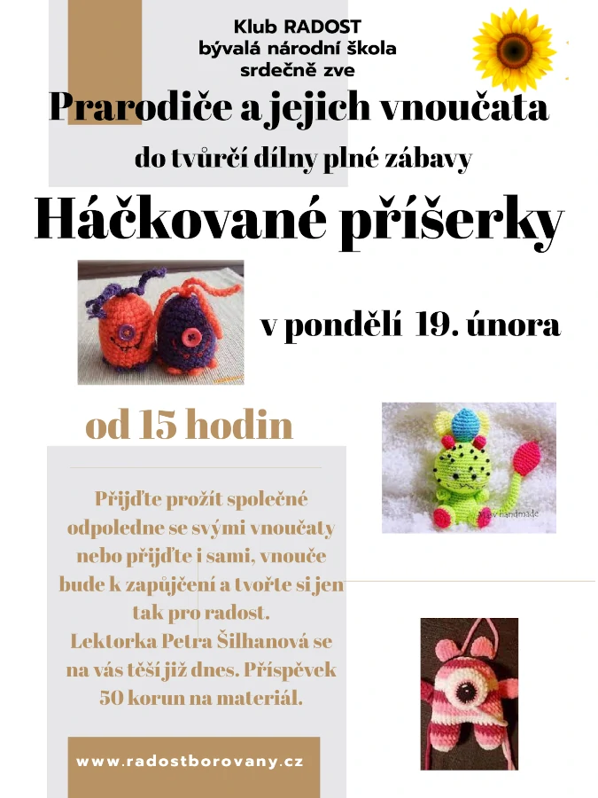 Pozvánka na tvoření 19.2. - Háčkované příšerky